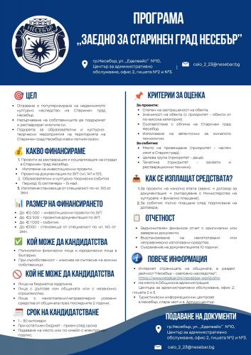 ПРОГРАМА ,,ЗАЕДНО ЗА СТАРИНЕН ГРАД НЕСЕБЪР''